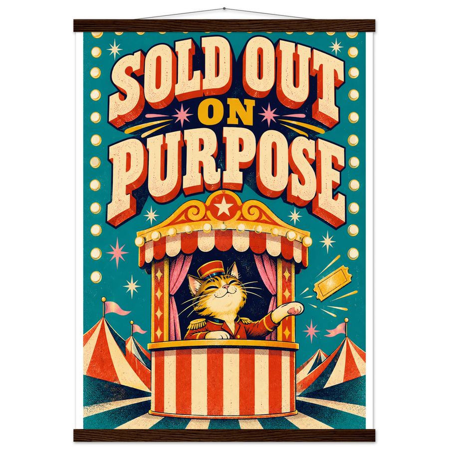 SOLD OUT ON PURPOSE, magnetic hanger, dark wood wall hanger