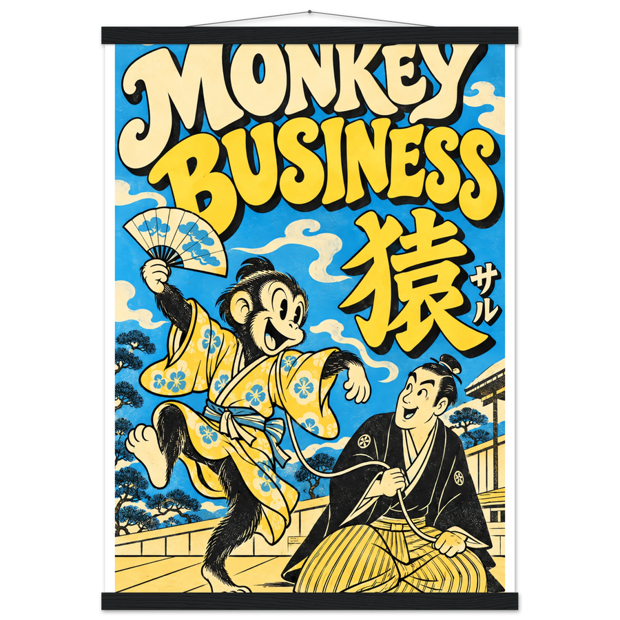 MONKEY BUSINESS, magnetic hanger, black wall hanger