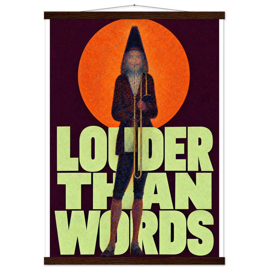 LOUDER THAN WORDS, magnetic hanger, dark wood wall hanger