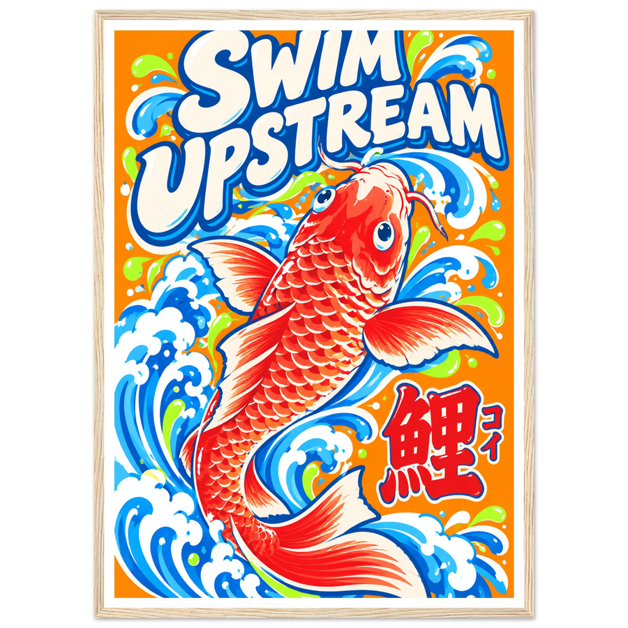 SWIM UPSTREAM, wooden frame, wood frame