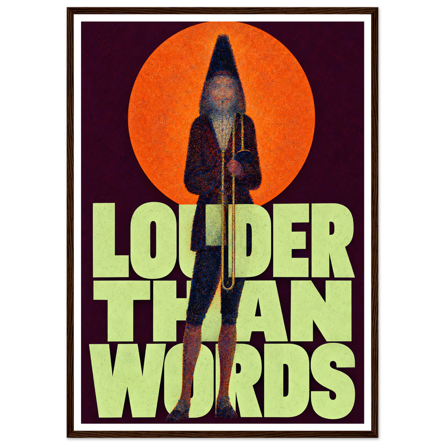 LOUDER THAN WORDS, wooden frame, dark wood frame