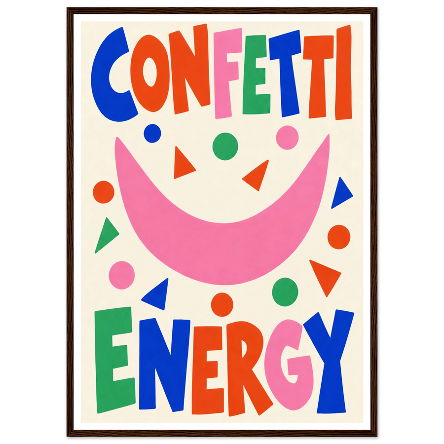 CONFETTI ENERGY, wooden frame, dark wood frame