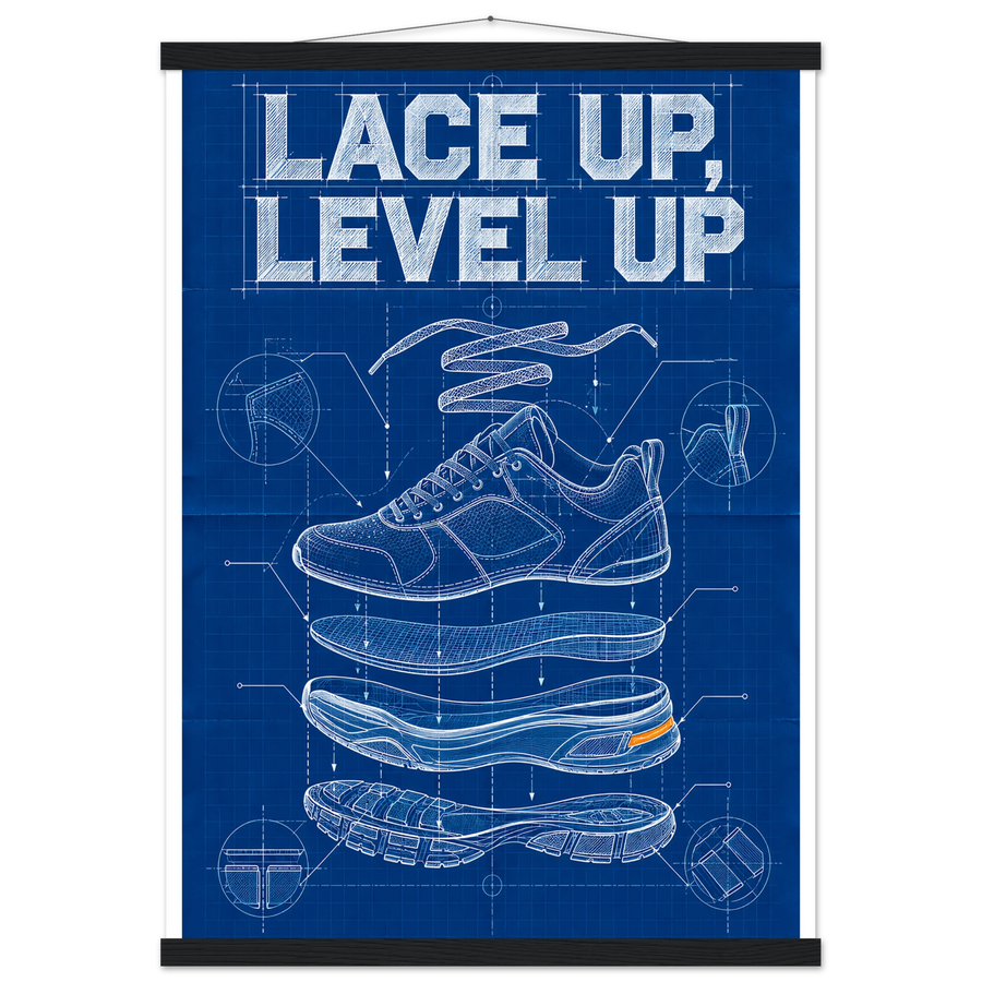 LACE UP, LEVEL UP, magnetic hanger, black wall hanger