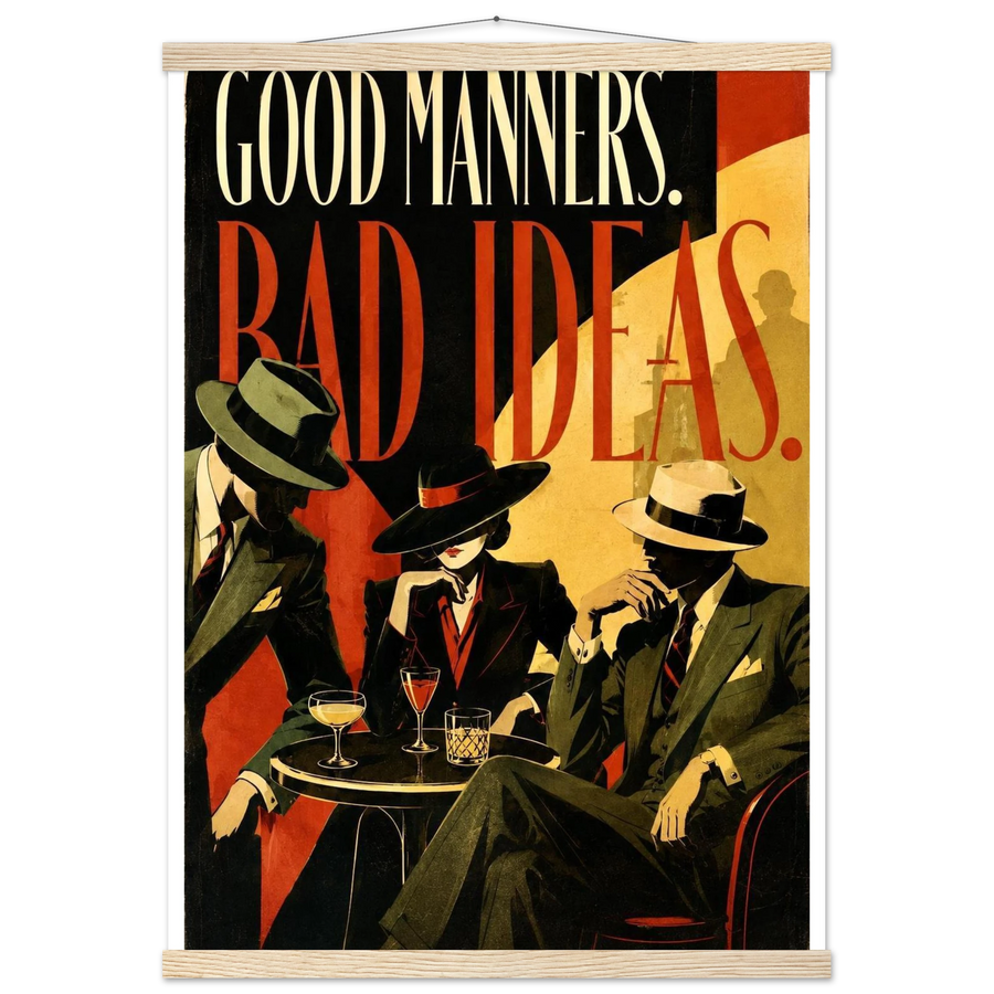 GOOD MANNERS BAD IDEAS, magnetic hanger, natural wood wall hanger