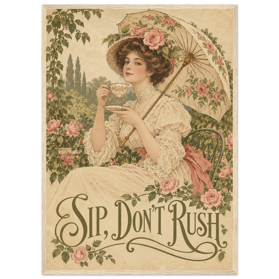SIP, DON'T RUSH, wooden frame, wood frame