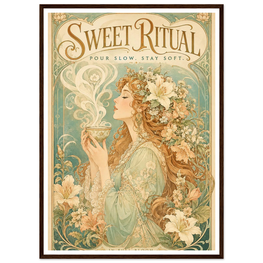 SWEET RITUAL, wooden frame, dark wood frame