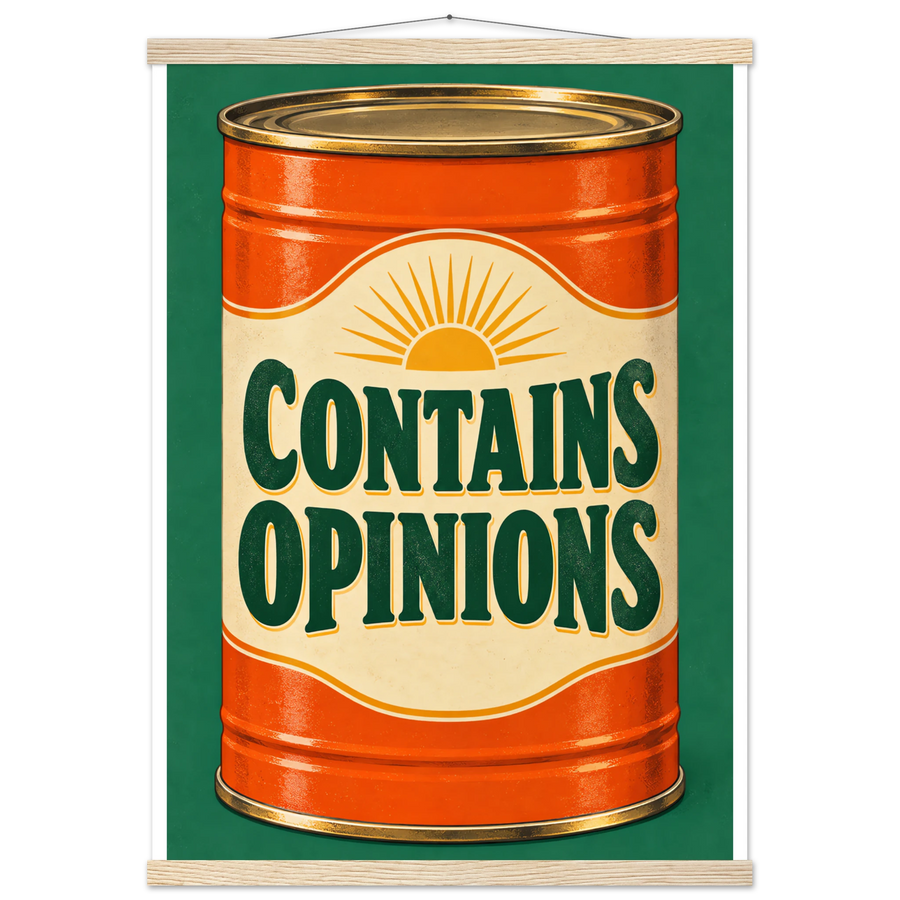 CONTAINS OPINIONS, magnetic hanger, natural wood wall hanger