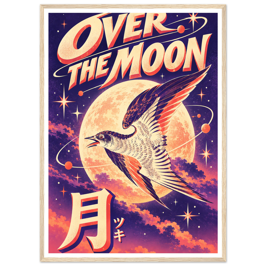 OVER THE MOON, wooden frame, wood frame