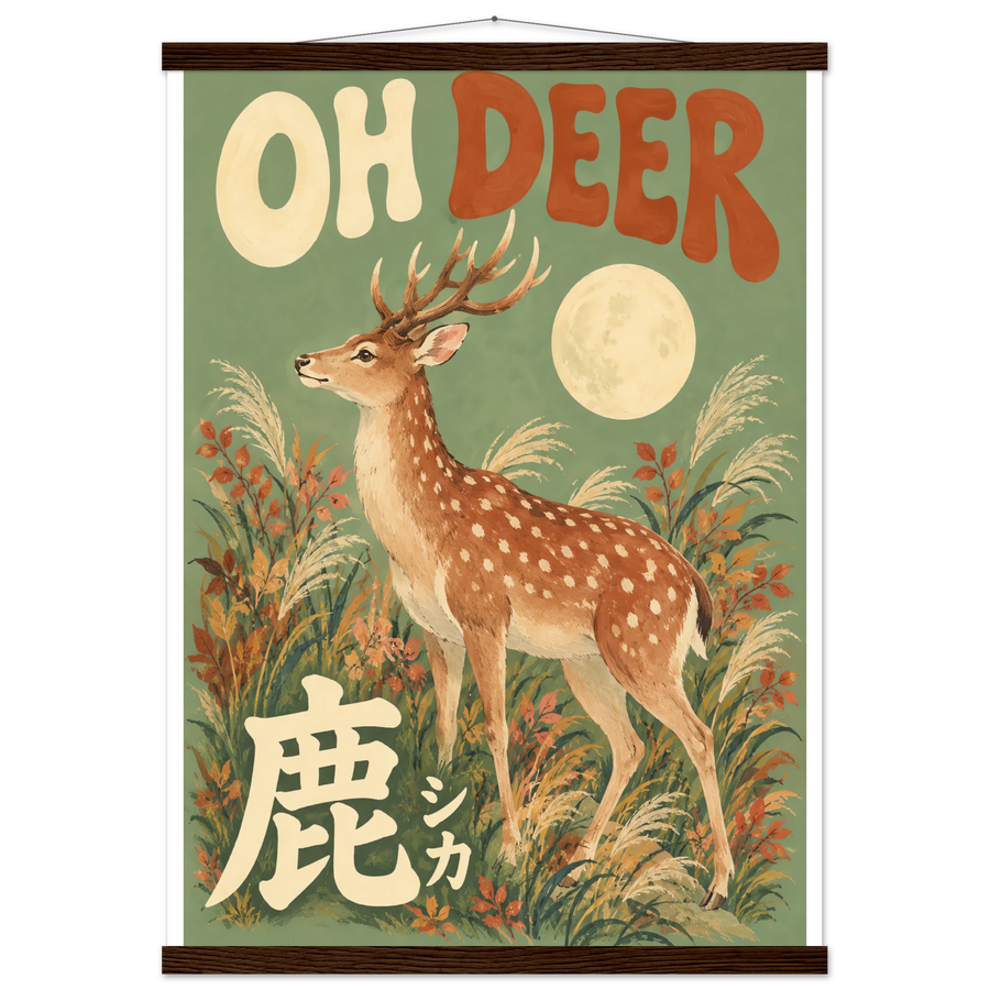 OH DEER, magnetic hanger, dark wood wall hanger