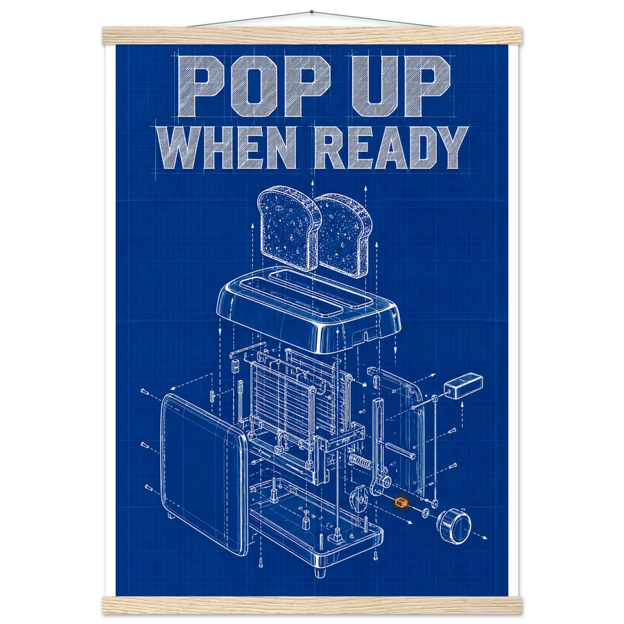 POP UP WHEN READY, magnetic hanger, natural wood wall hanger