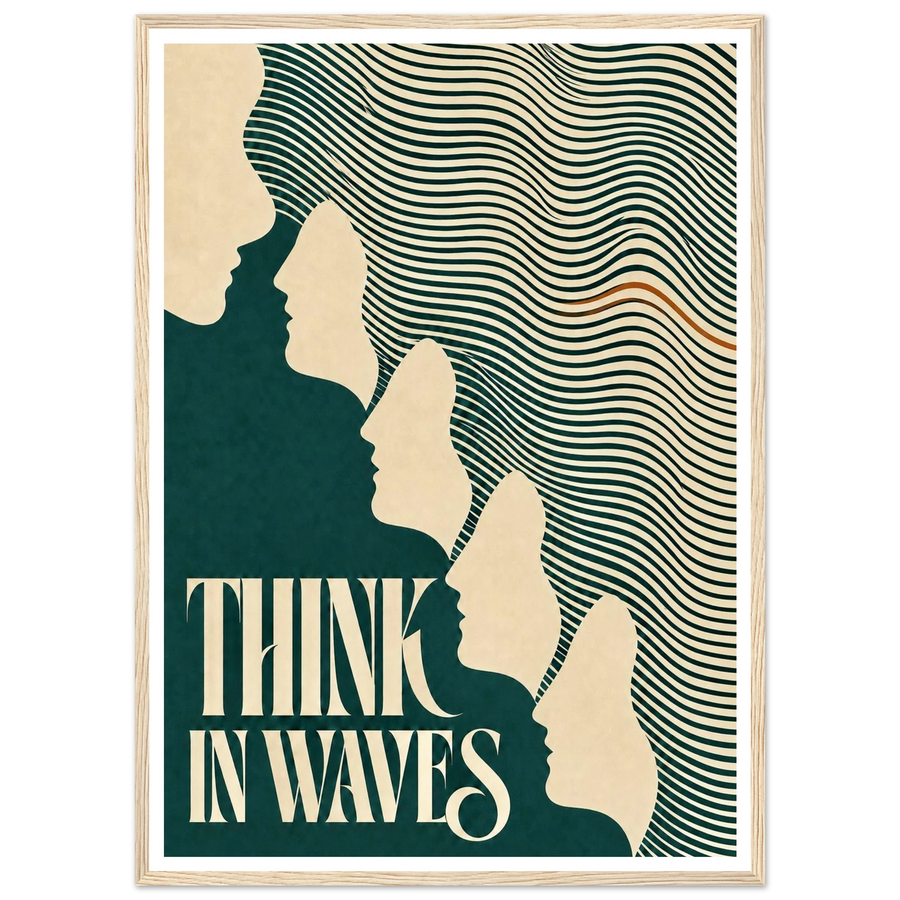 THINK IN WAVES, wooden frame, wood frame