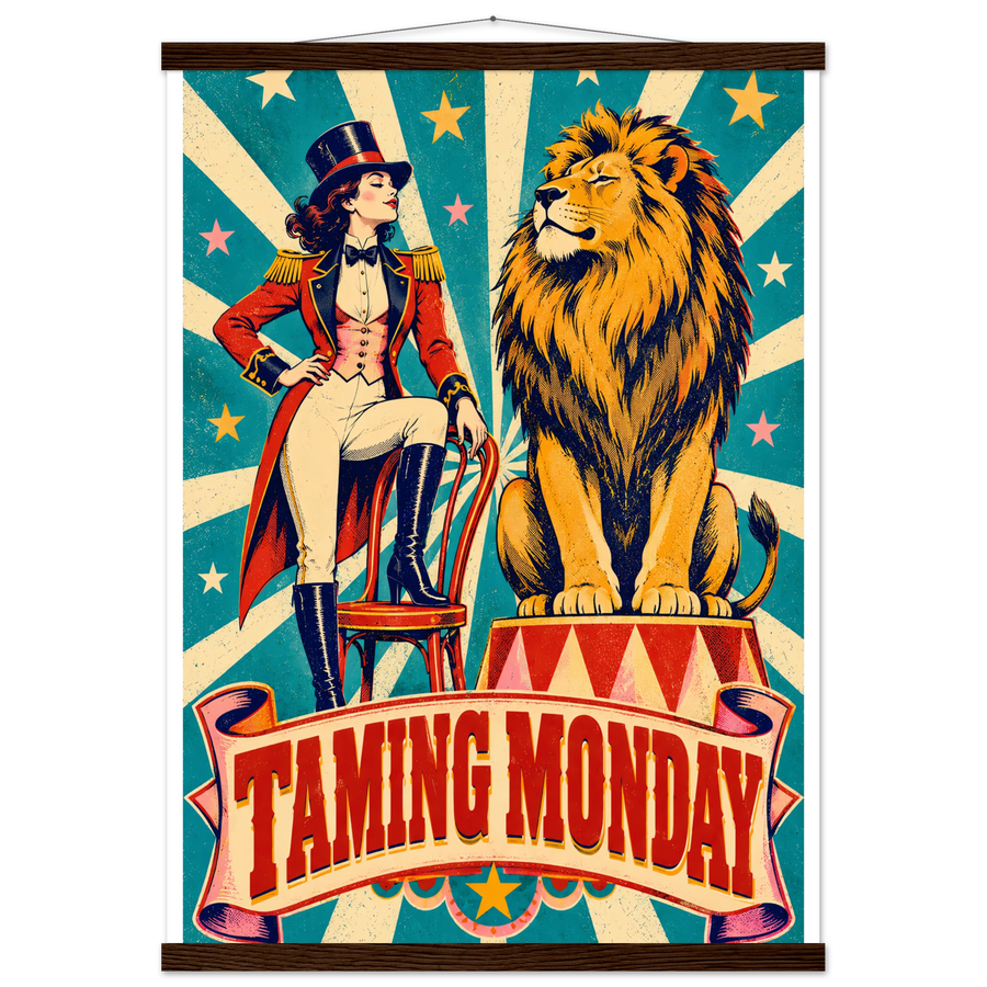 TAMING MONDAY, magnetic hanger, dark wood wall hanger
