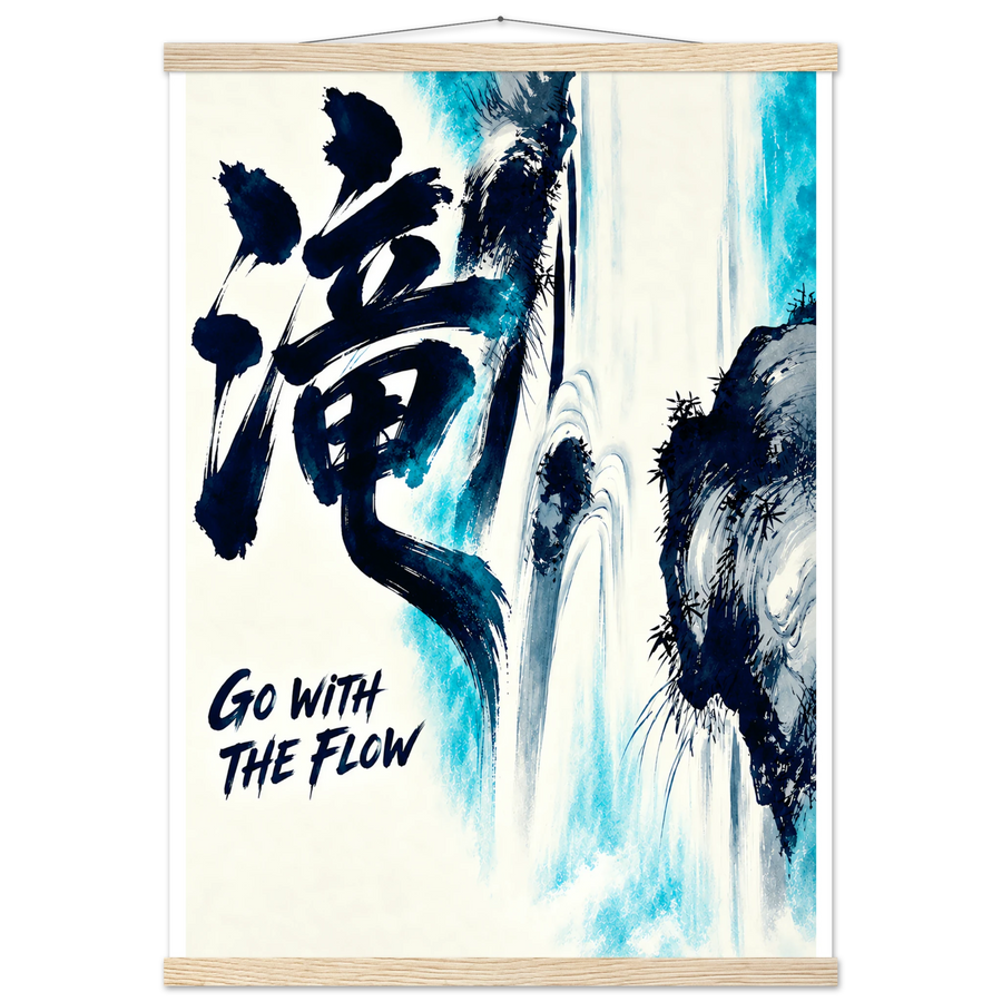 GO WITH THE FLOW, magnetic hanger, natural wood wall hanger