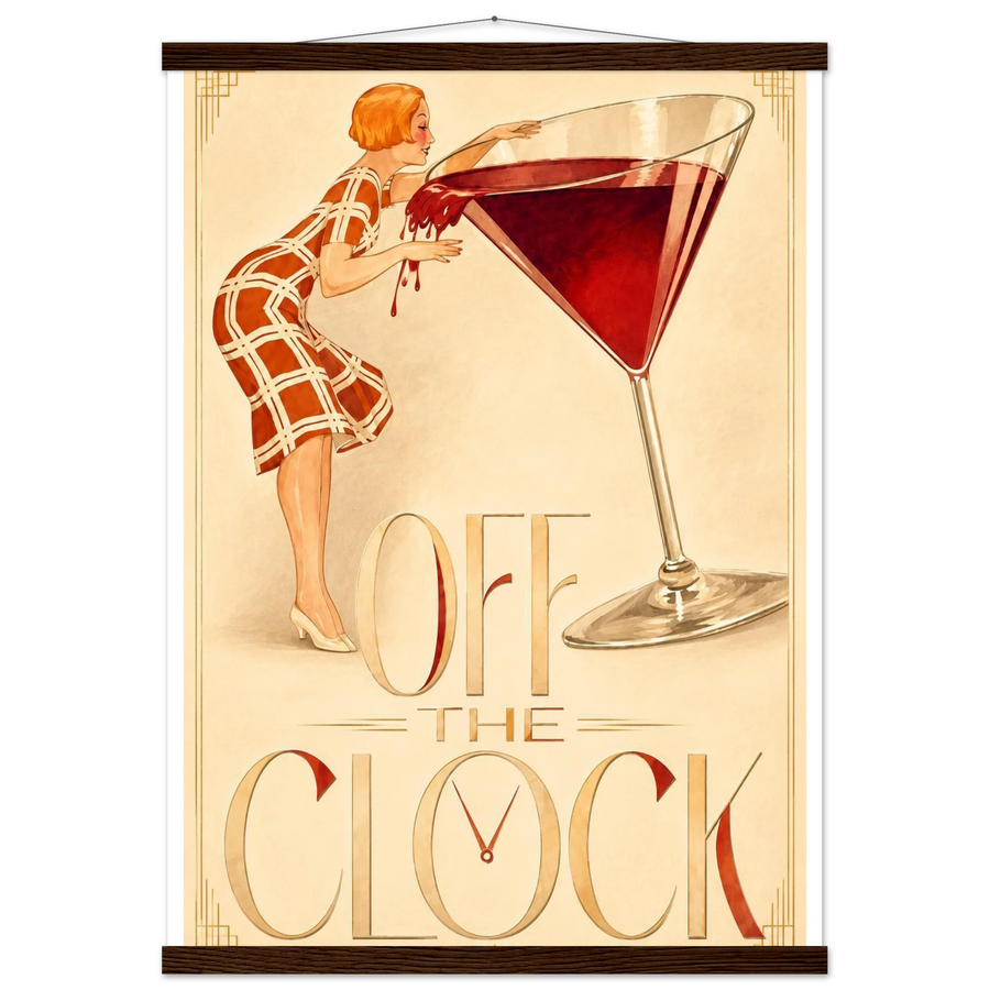 OFF THE CLOCK, magnetic hanger, dark wood wall hanger