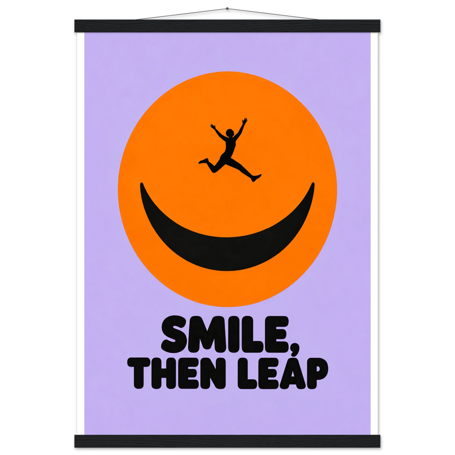 SMILE, THEN LEAP, magnetic hanger, black wall hanger