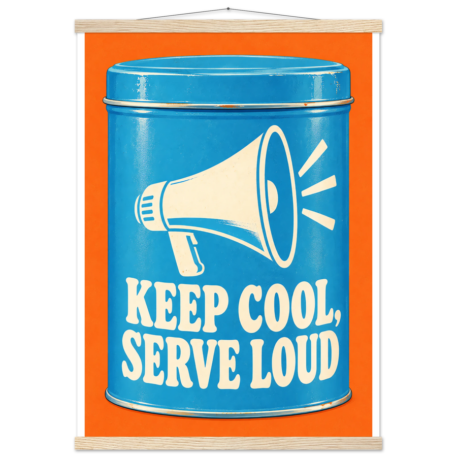 KEEP COOL, SERVE LOUD, magnetic hanger, natural wood wall hanger