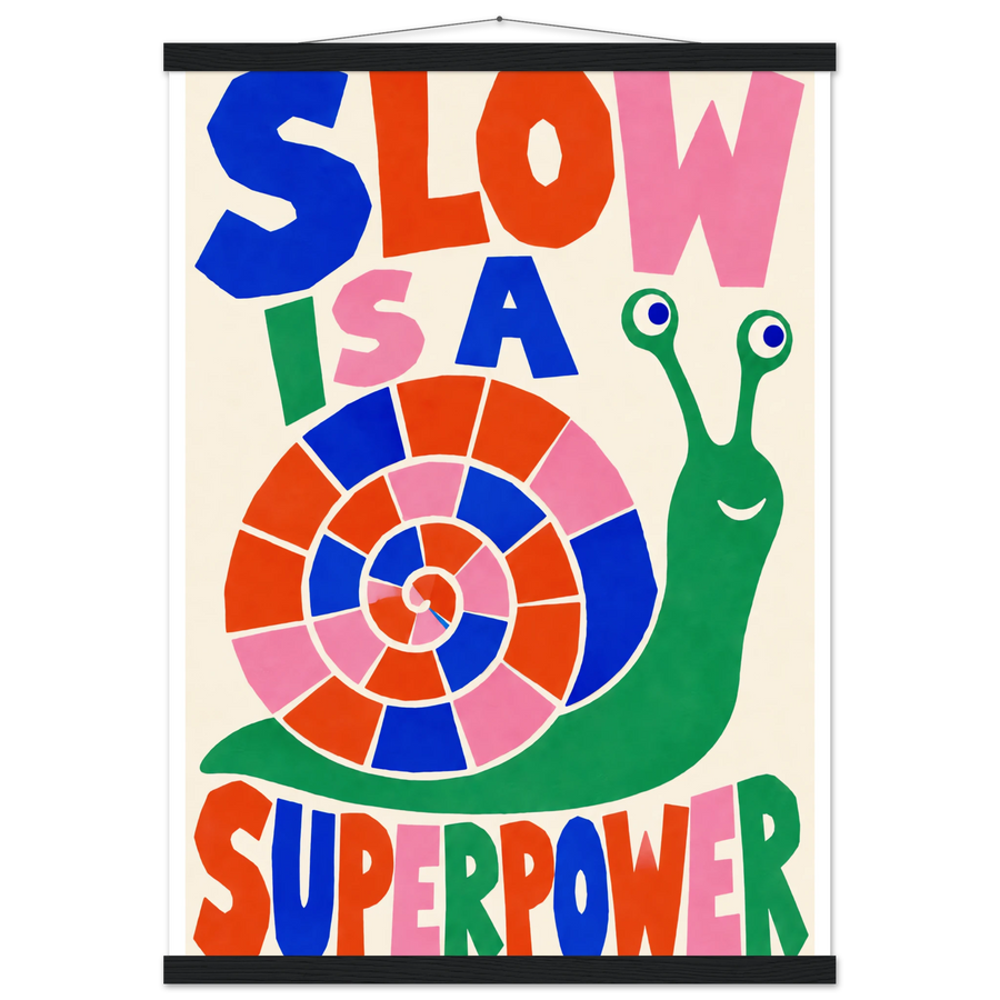 SLOW IS A SUPERPOWER, magnetic hanger, black wall hanger