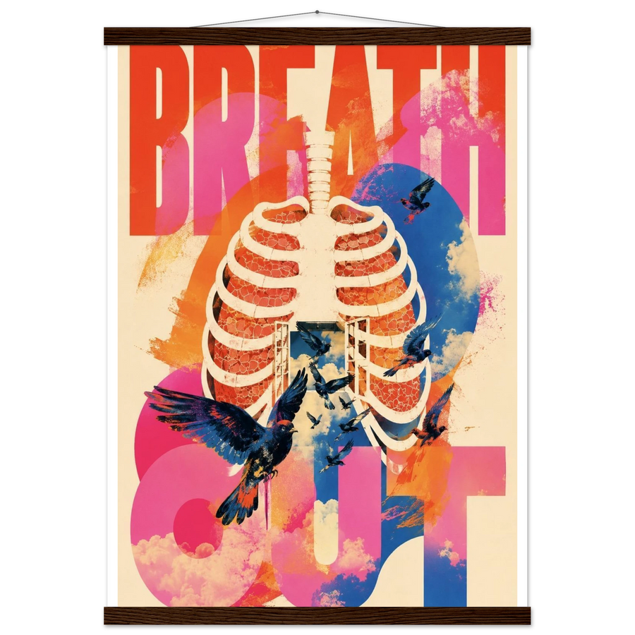 BREATH OUT, magnetic hanger, dark wood wall hanger