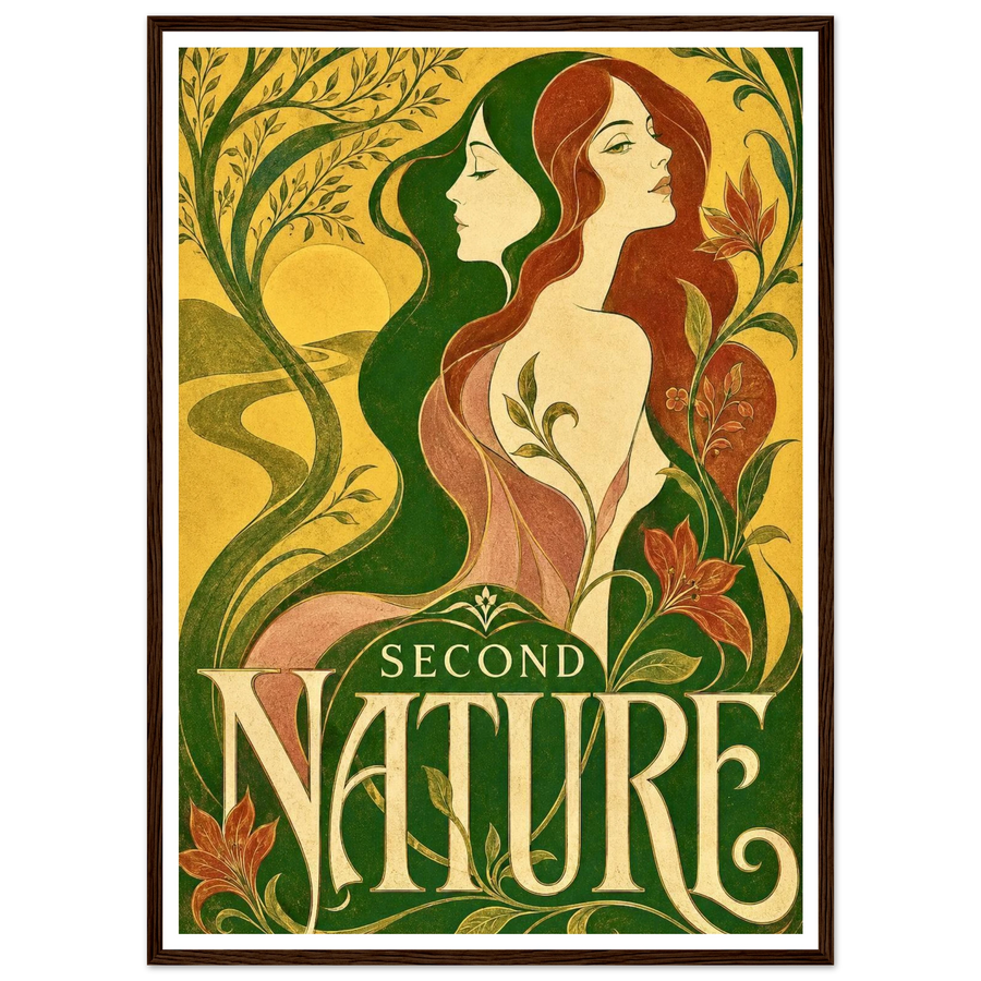 SECOND NATURE, wooden frame, dark wood frame