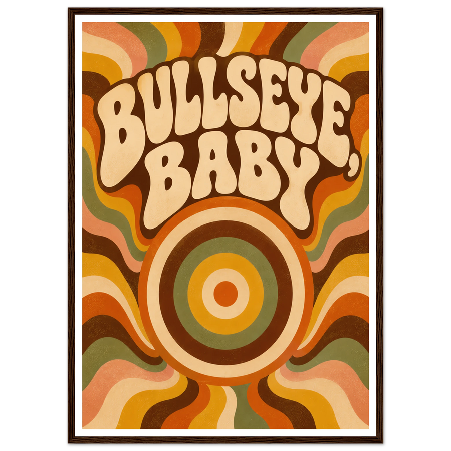 BULLSEYE, BABY, wooden frame, dark wood frame