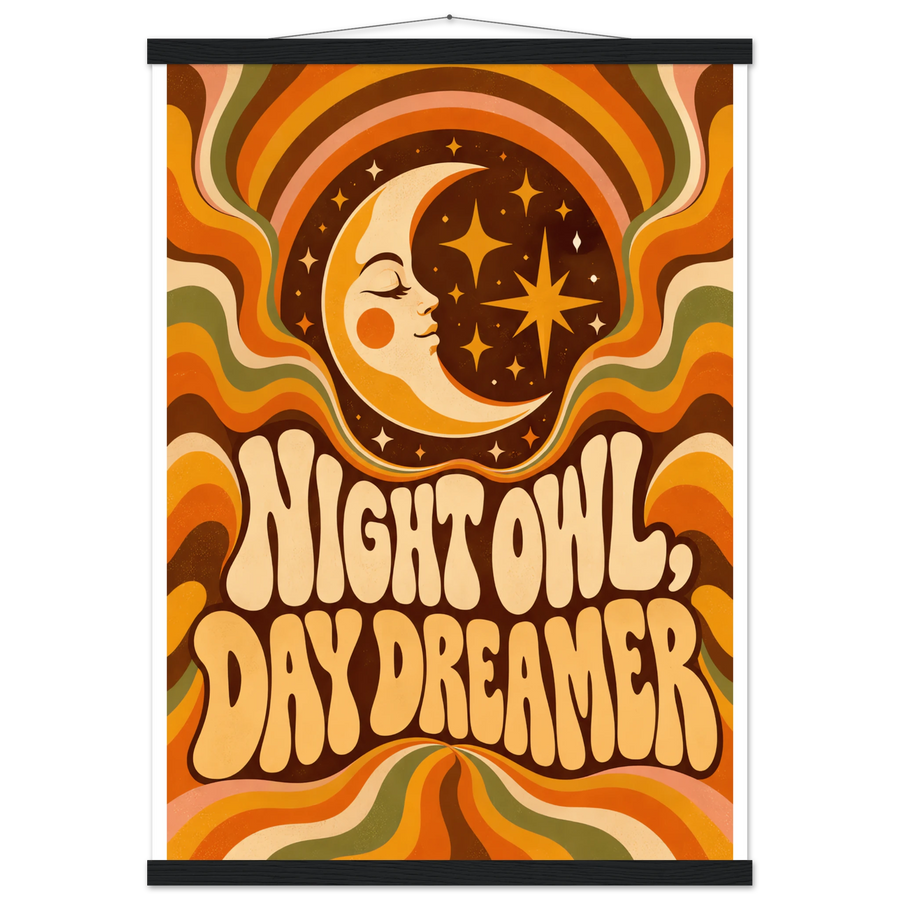 NIGHT OWL, DAY DREAMER, magnetic hanger, black wall hanger