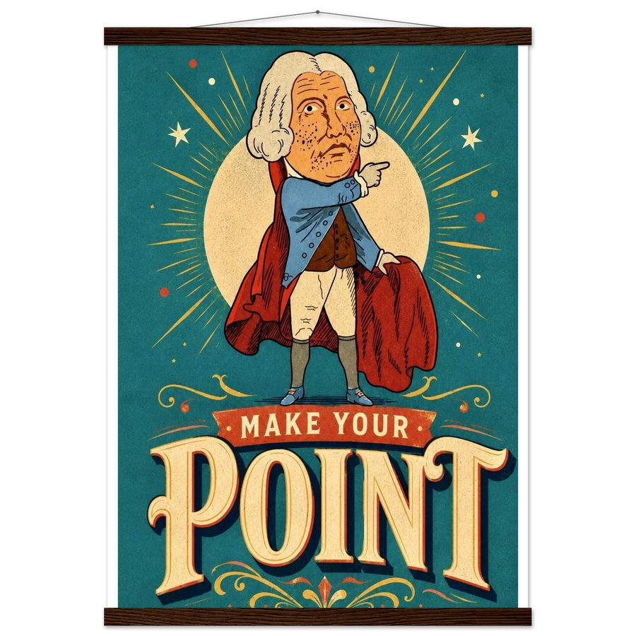 MAKE YOUR POINT, magnetic hanger, dark wood wall hanger