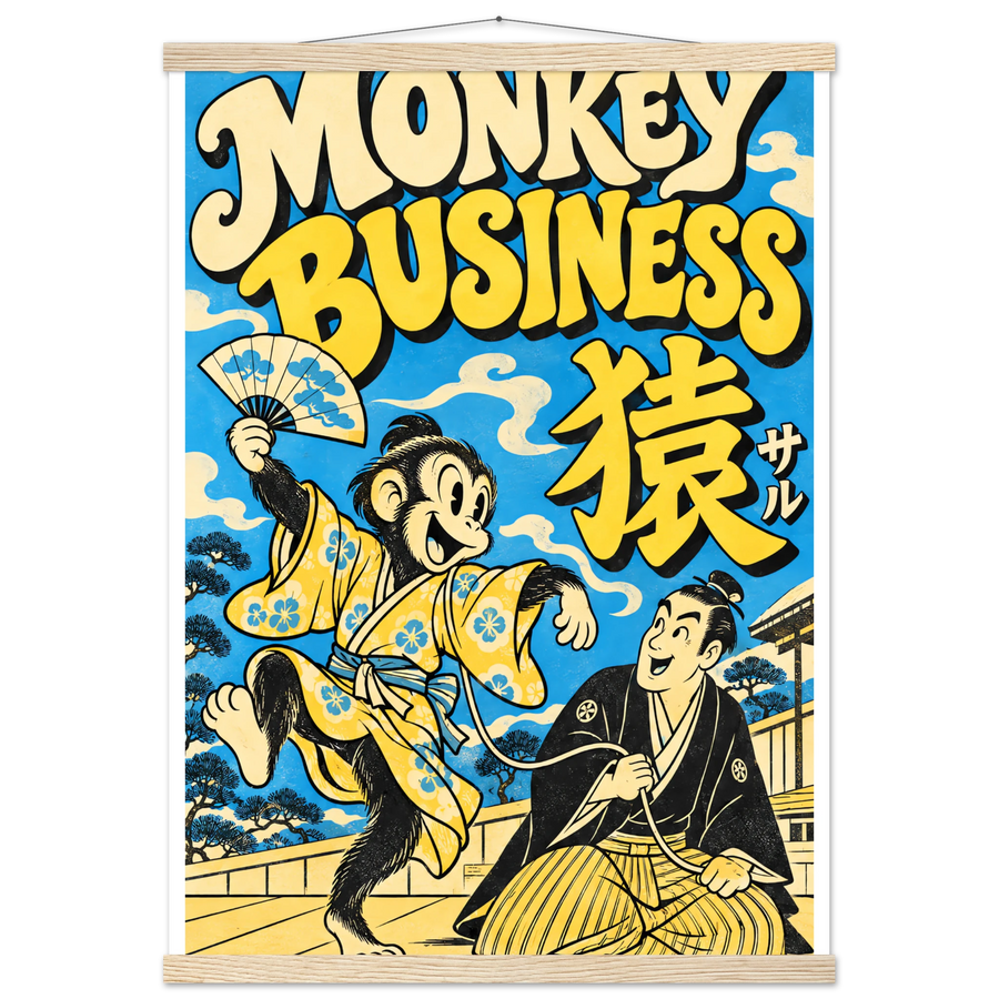 MONKEY BUSINESS, magnetic hanger, natural wood wall hanger