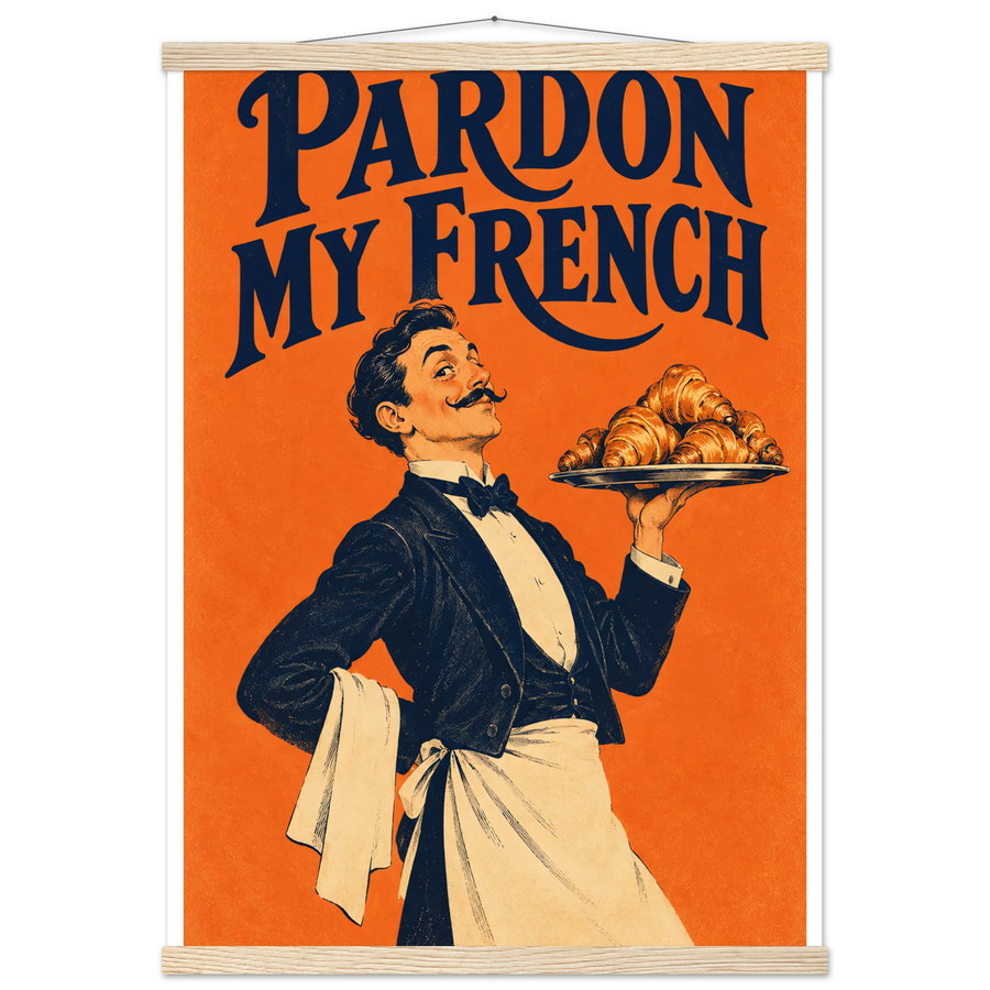 PARDON MY FRENCH, magnetic hanger, natural wood wall hanger