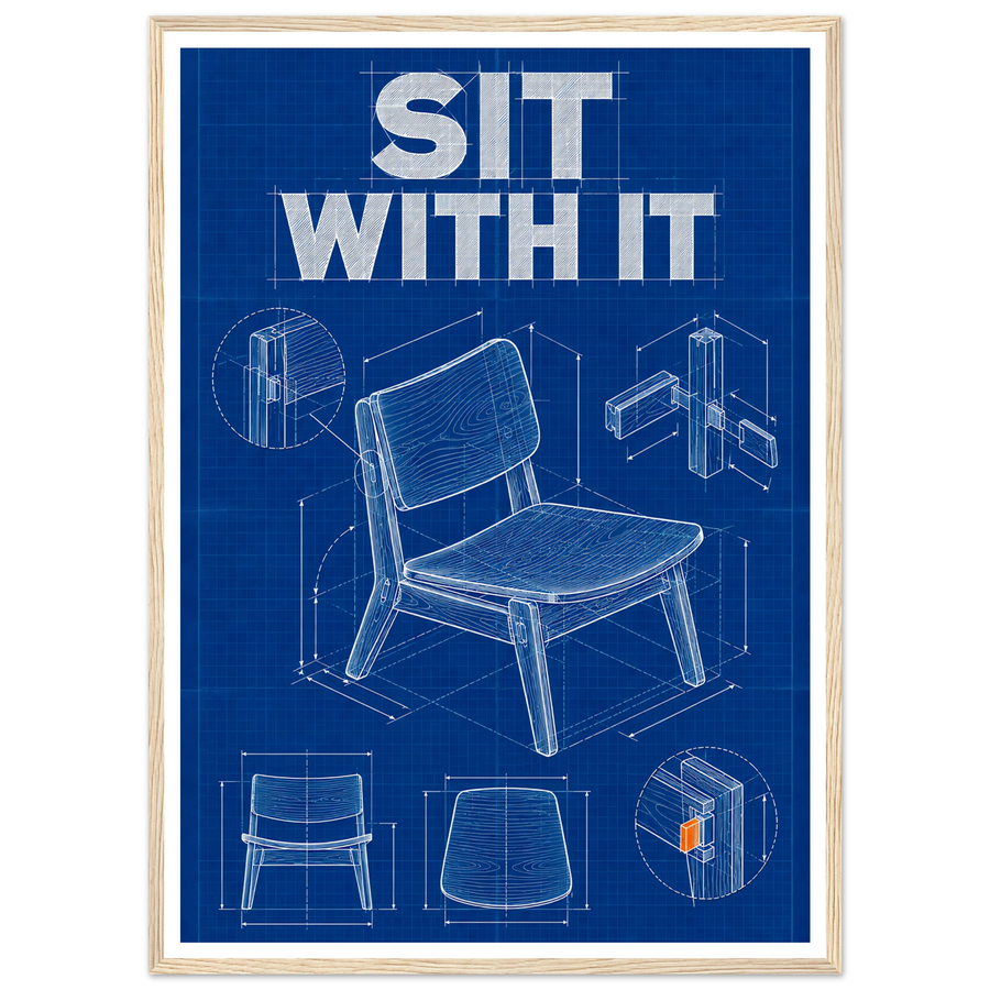 SIT WITH IT, wooden frame, wood frame