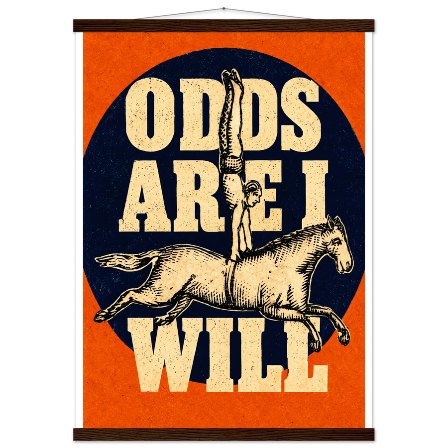 ODDS ARE I WILL, magnetic hanger, dark wood wall hanger