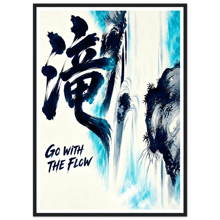 GO WITH THE FLOW, wooden frame, black frame
