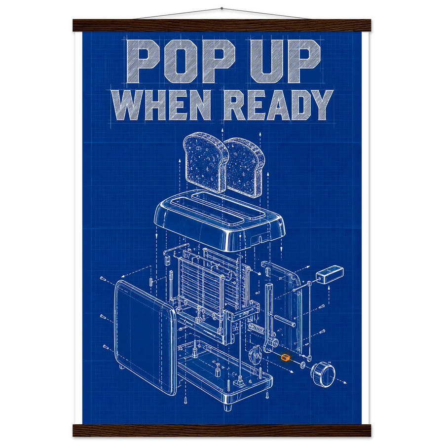 POP UP WHEN READY, magnetic hanger, dark wood wall hanger
