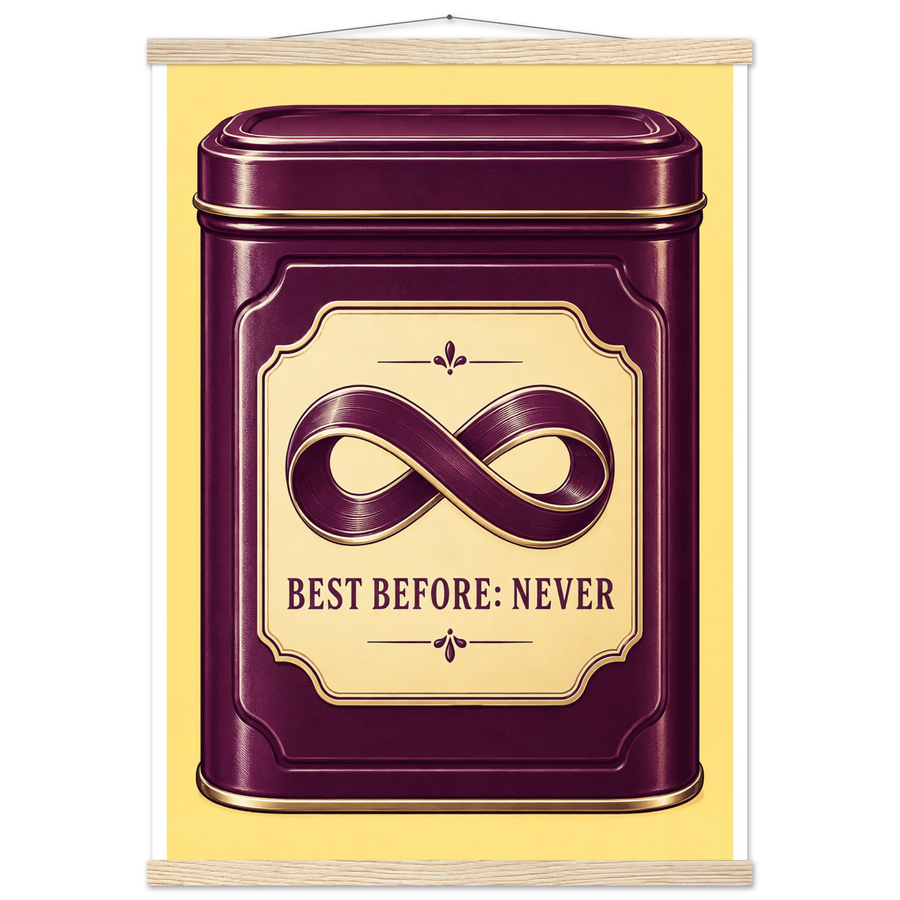 BEST BEFORE: NEVER, magnetic hanger, natural wood wall hanger