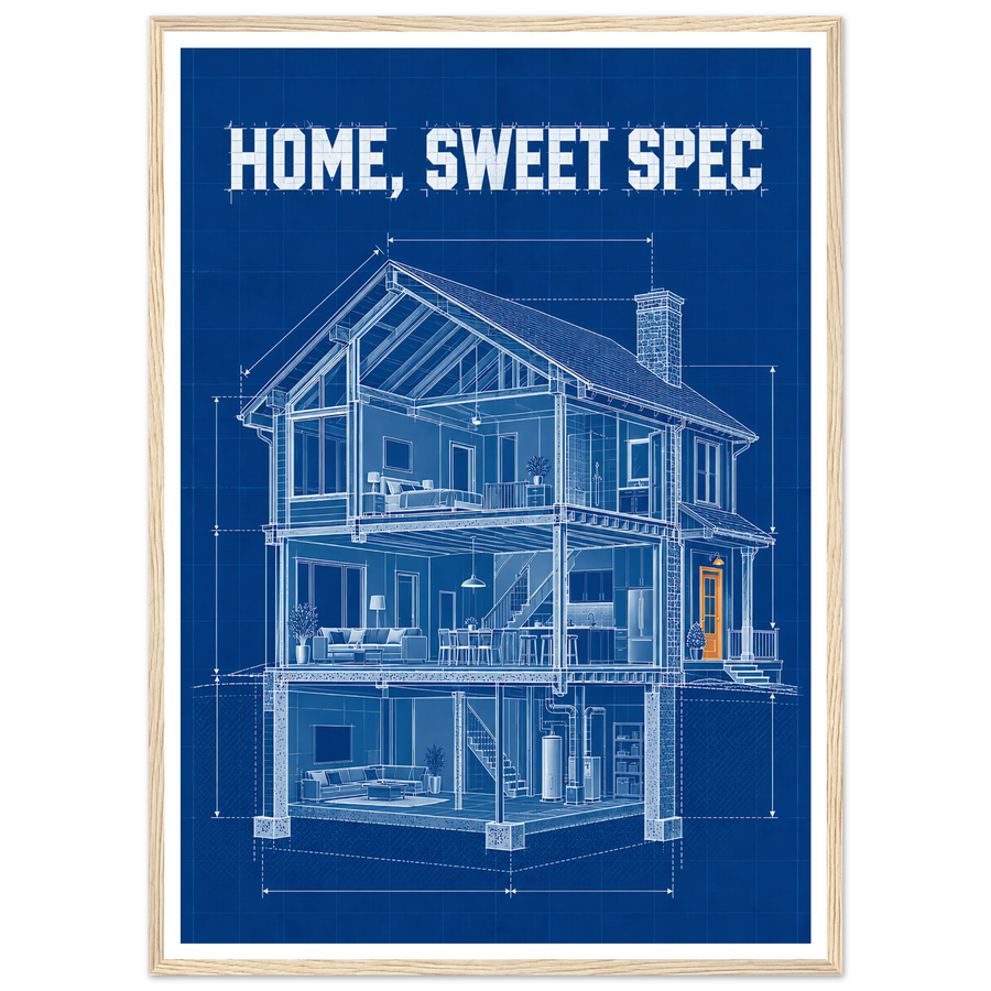 HOME, SWEET SPEC, wooden frame, wood frame