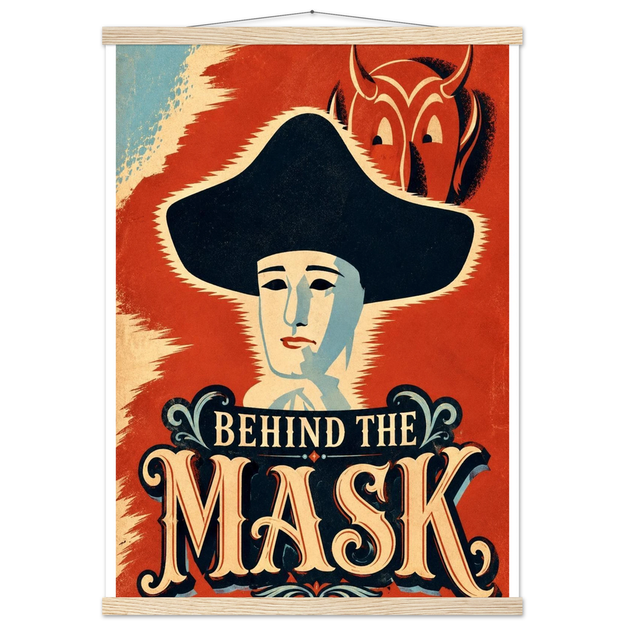 BEHIND THE MASK, magnetic hanger, natural wood wall hanger
