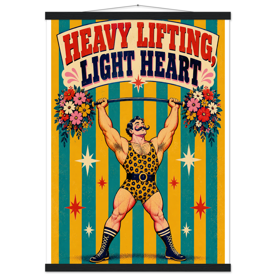 HEAVY LIFTING, LIGHT HEART, magnetic hanger, black wall hanger