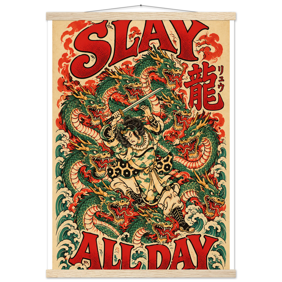 SLAY ALL DAY, magnetic hanger, natural wood wall hanger