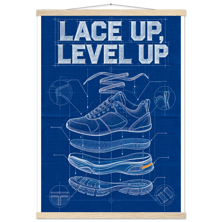 LACE UP, LEVEL UP, magnetic hanger, natural wood wall hanger