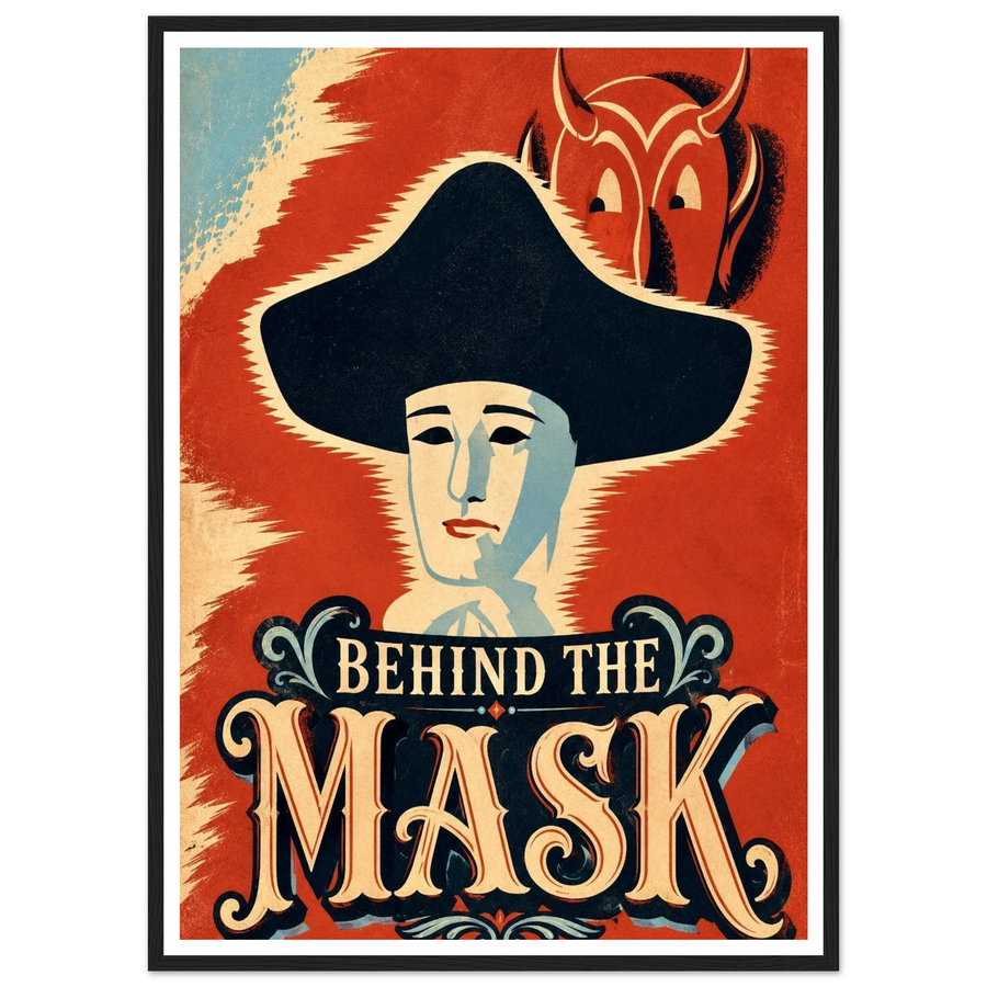 BEHIND THE MASK, wooden frame, black frame