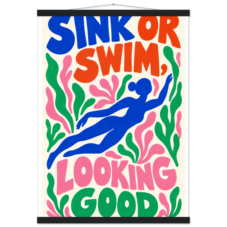 SINK OR SWIM, LOOKING GOOD, magnetic hanger, black wall hanger