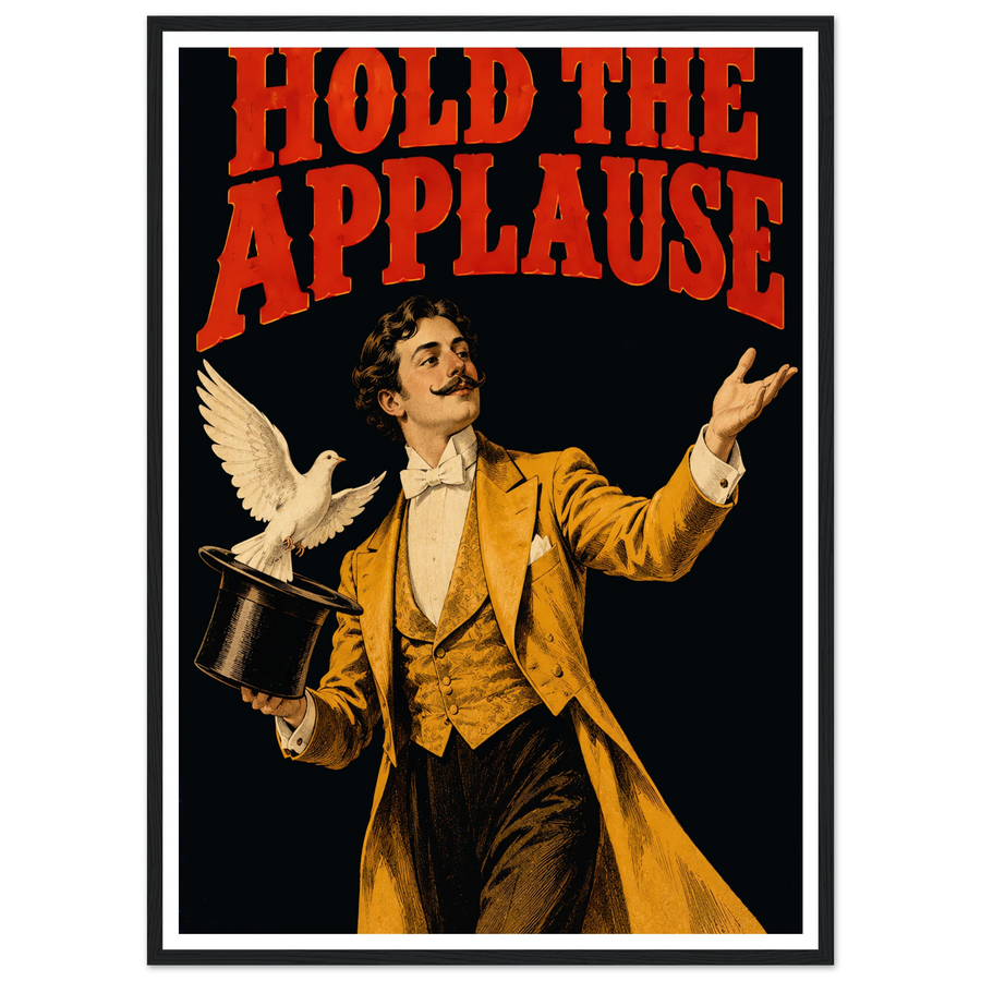 HOLD THE APPLAUSE, wooden frame, black frame