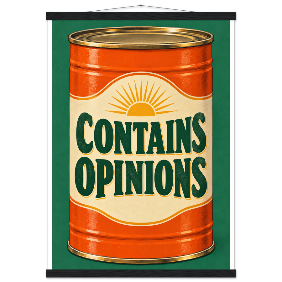 CONTAINS OPINIONS, magnetic hanger, black wall hanger