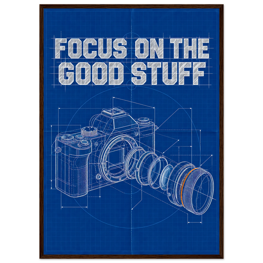 FOCUS ON THE GOOD STUFF, wooden frame, dark wood frame