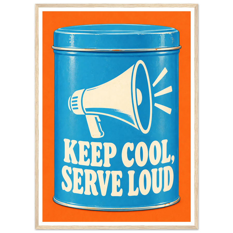 KEEP COOL, SERVE LOUD, wooden frame, wood frame
