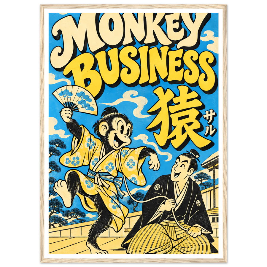 MONKEY BUSINESS, wooden frame, wood frame