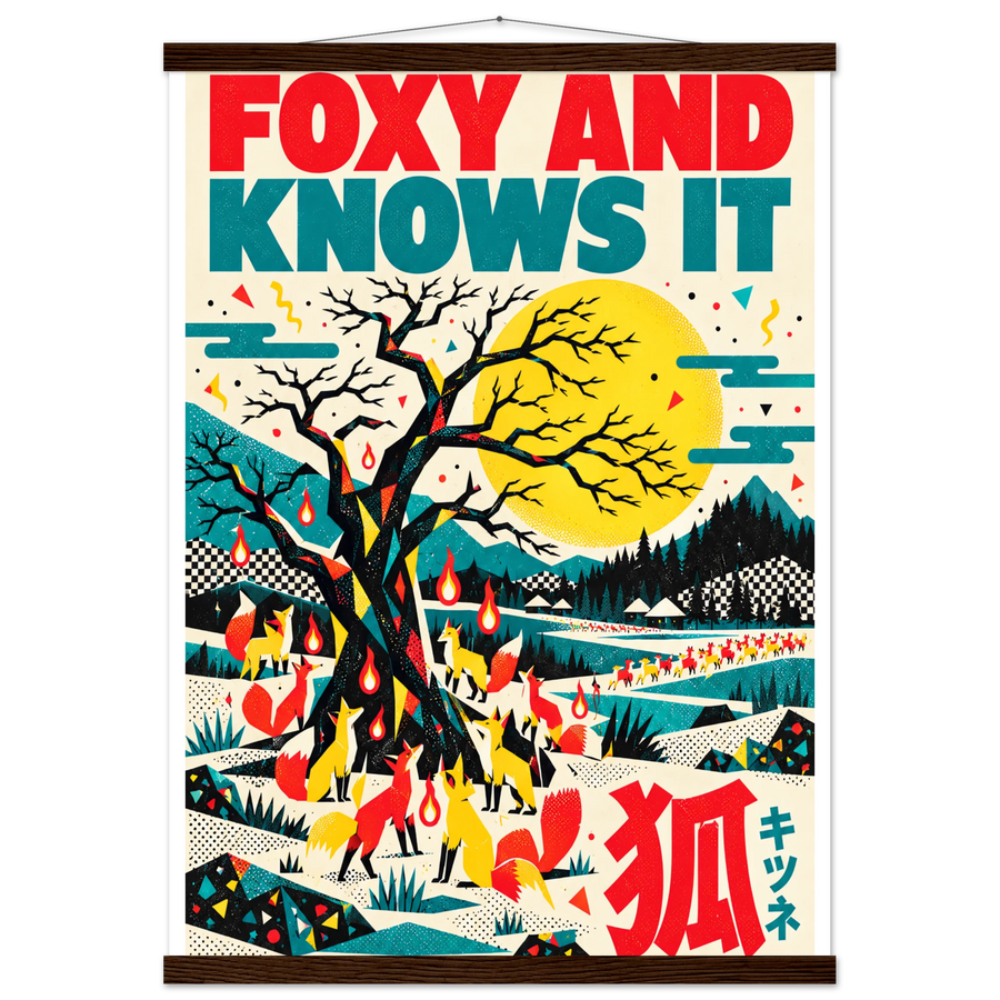 FOXY AND KNOWS IT, magnetic hanger, dark wood wall hanger