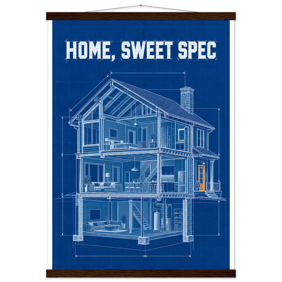 HOME, SWEET SPEC, magnetic hanger, dark wood wall hanger