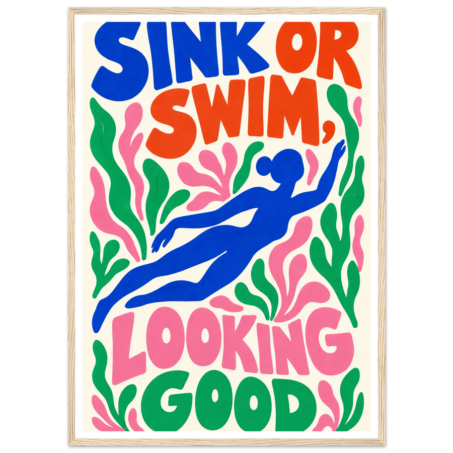 SINK OR SWIM, LOOKING GOOD, wooden frame, wood frame
