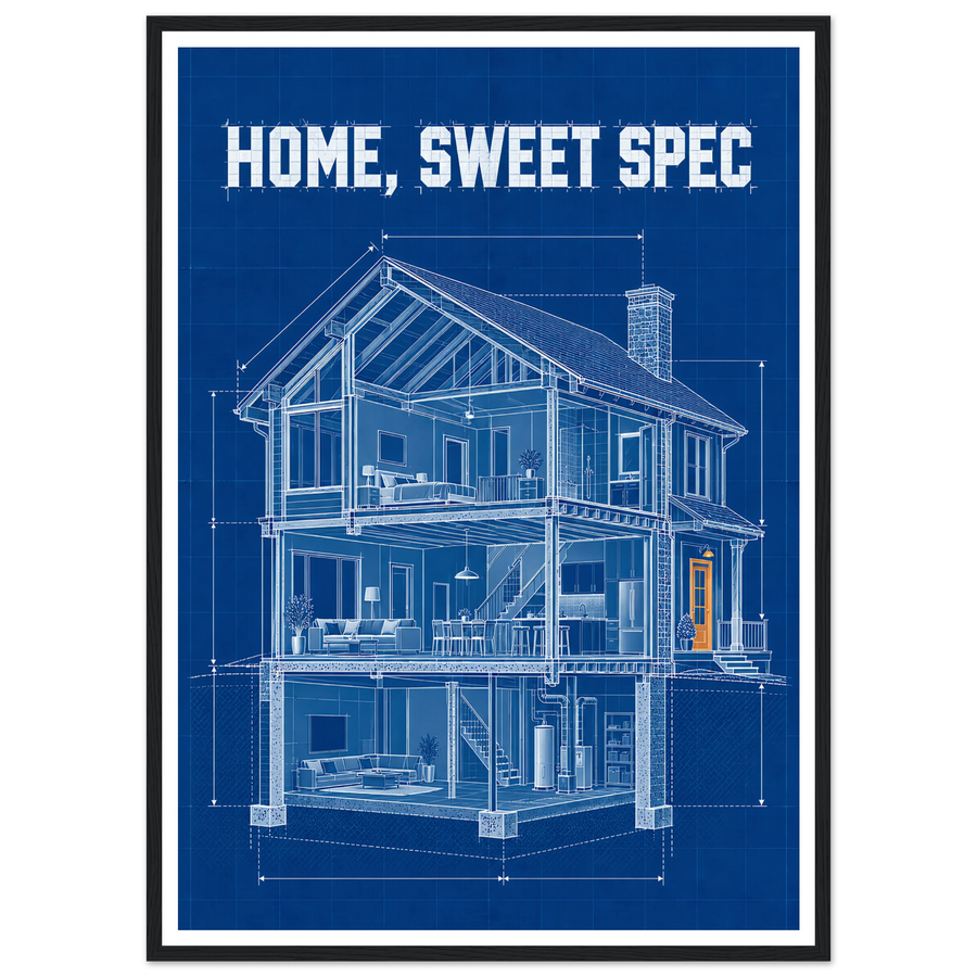 HOME, SWEET SPEC, wooden frame, black frame