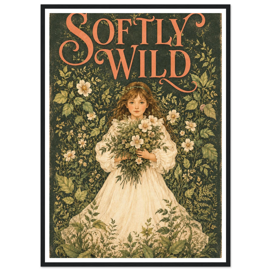 SOFTLY WILD, wooden frame, black frame